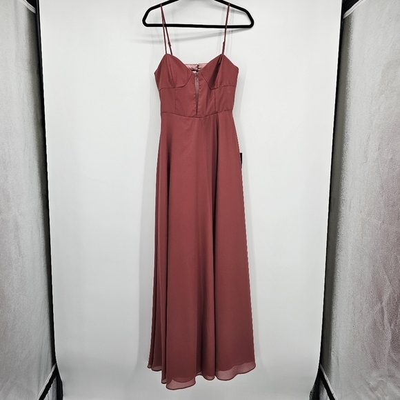 Lulus Stunning Grace Rusty Rose Cutout A-Line Maxi Dress Womens Size Small New - Picture 4 of 13